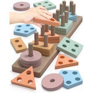 Montessori Toys for 1 2 Year Old Boy and Girl, Shape Sorter Wooden Toys